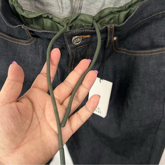 A.P.C. x Sacai Edition Indigo & Green Haru Jeans - Khaki. Size: M. NWT - Picture 12 of 16